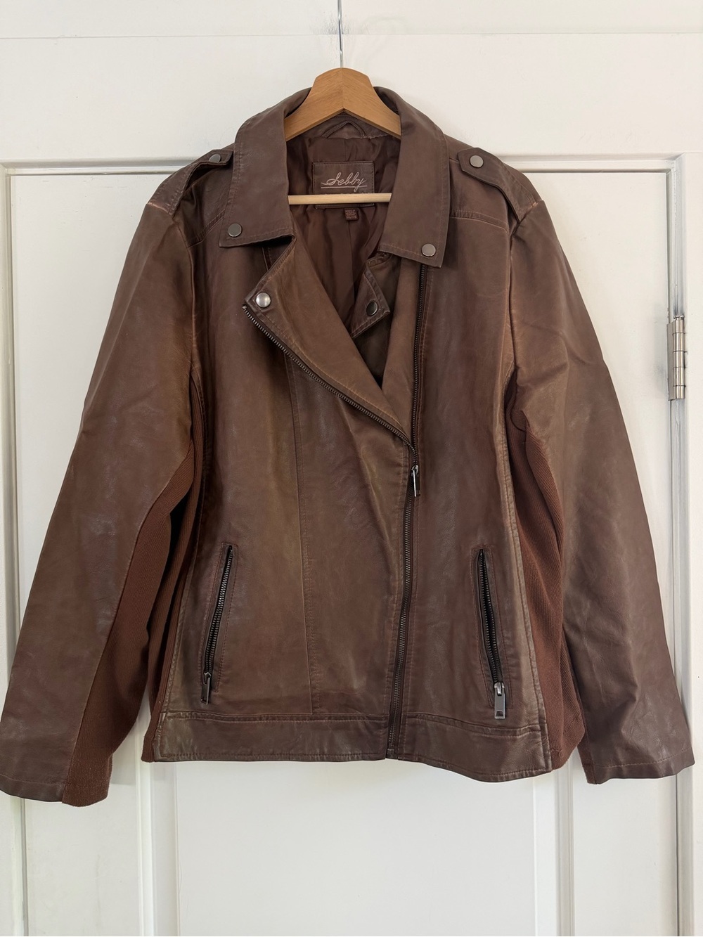 Sebby Vegan Leather Biker Jacket Brown - XL
